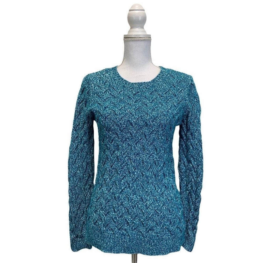 Land's End Cable Waffle Knit Sweater‎ Small Long Sleeve Thick Pullover